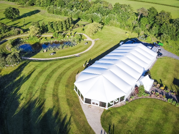 Aerial view of marquee at the Garden at Eden