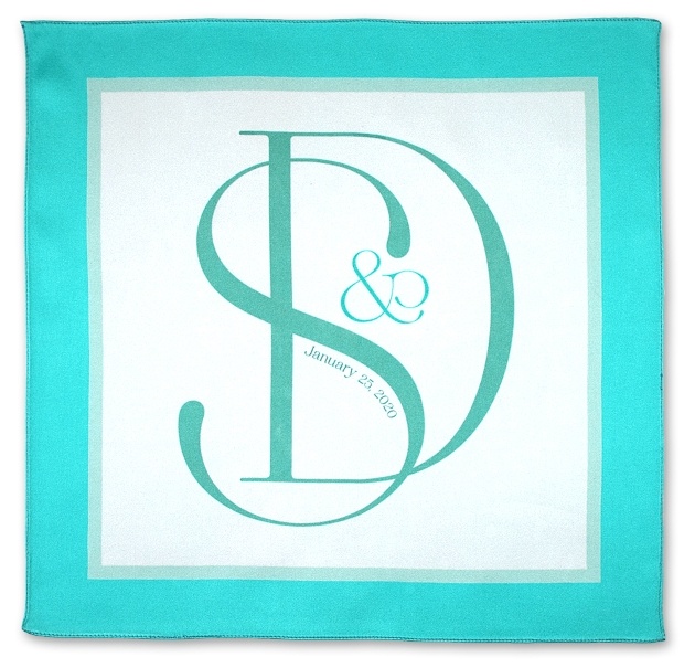 open pocket square with initials
