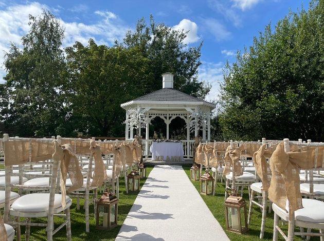 Outdoor ceremony set up at The Aviary