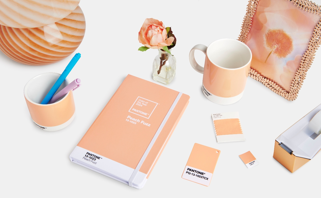products on a table in a peach colour