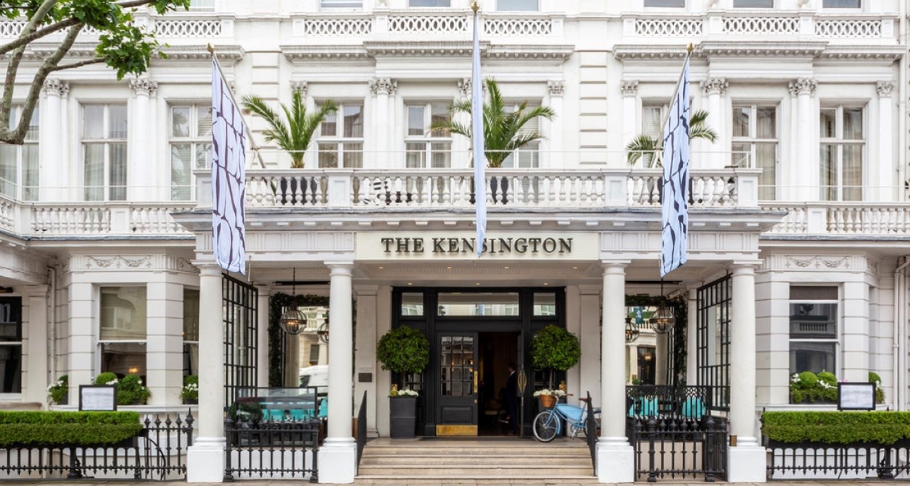 Hotel front white facade