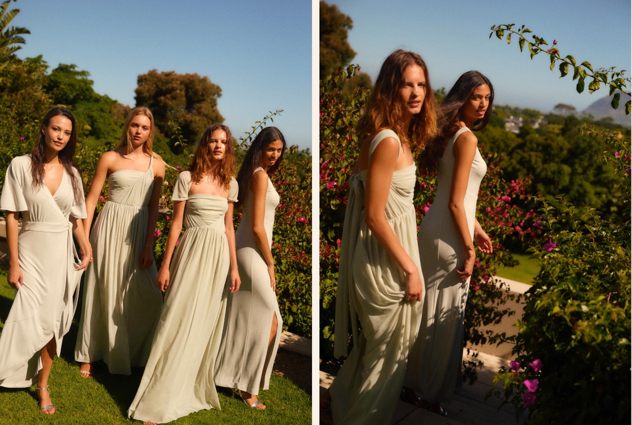 Sage green bridesmaids' dresses from Occasionwear retailer Next
