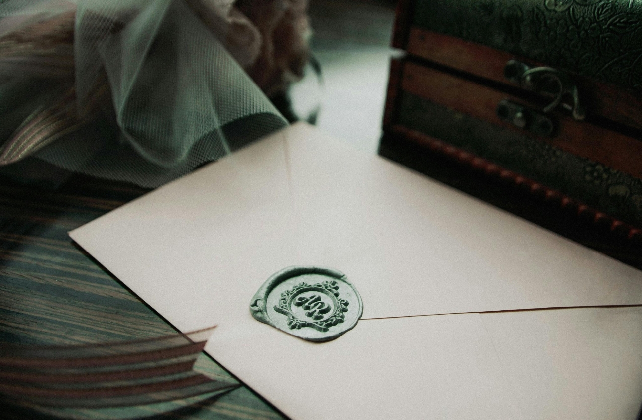 pretty envelope with wax seal