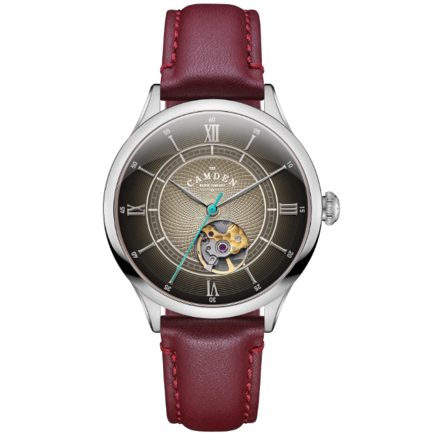 red and silver watch