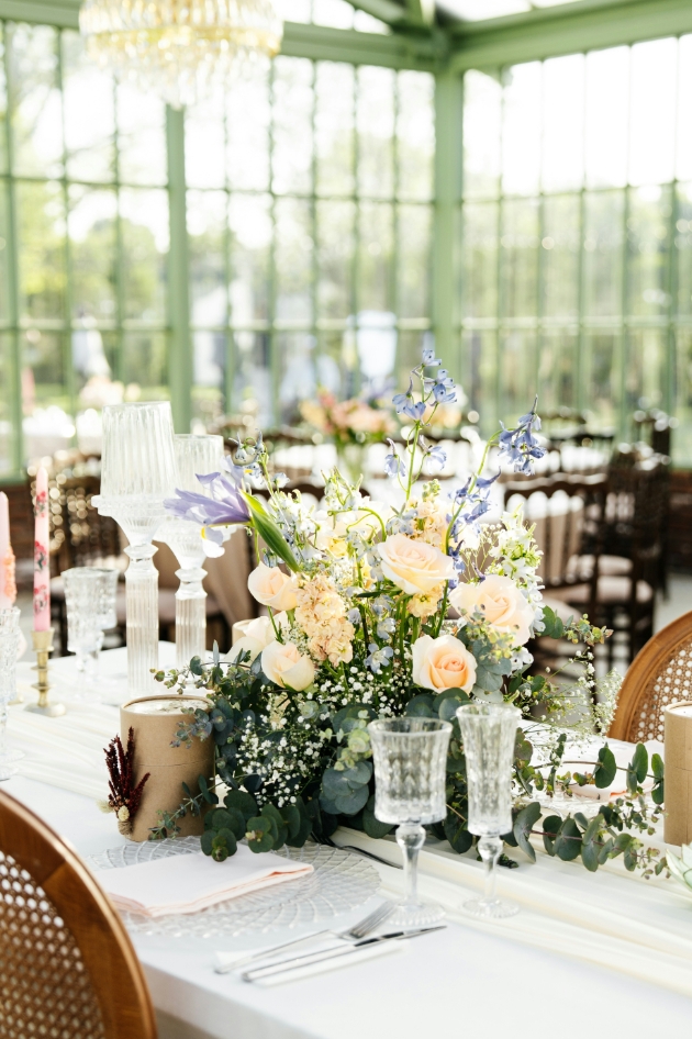 table set up at wedding