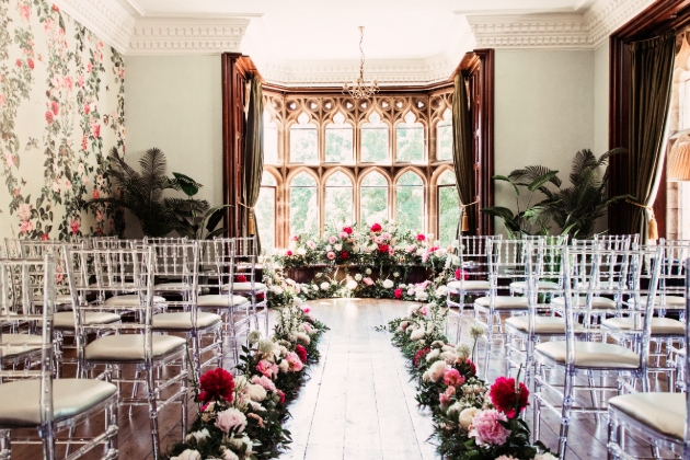 aisle decorated with flowers