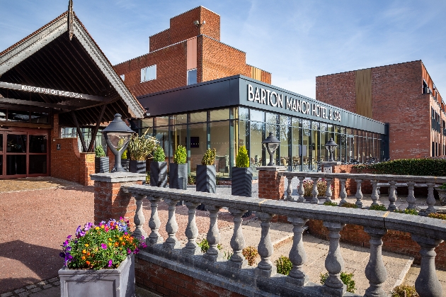 The exterior of a glass building