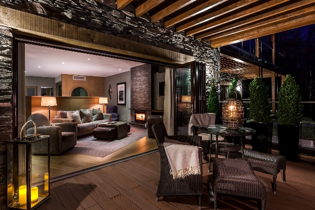 Inside a cabin with cosy furniture