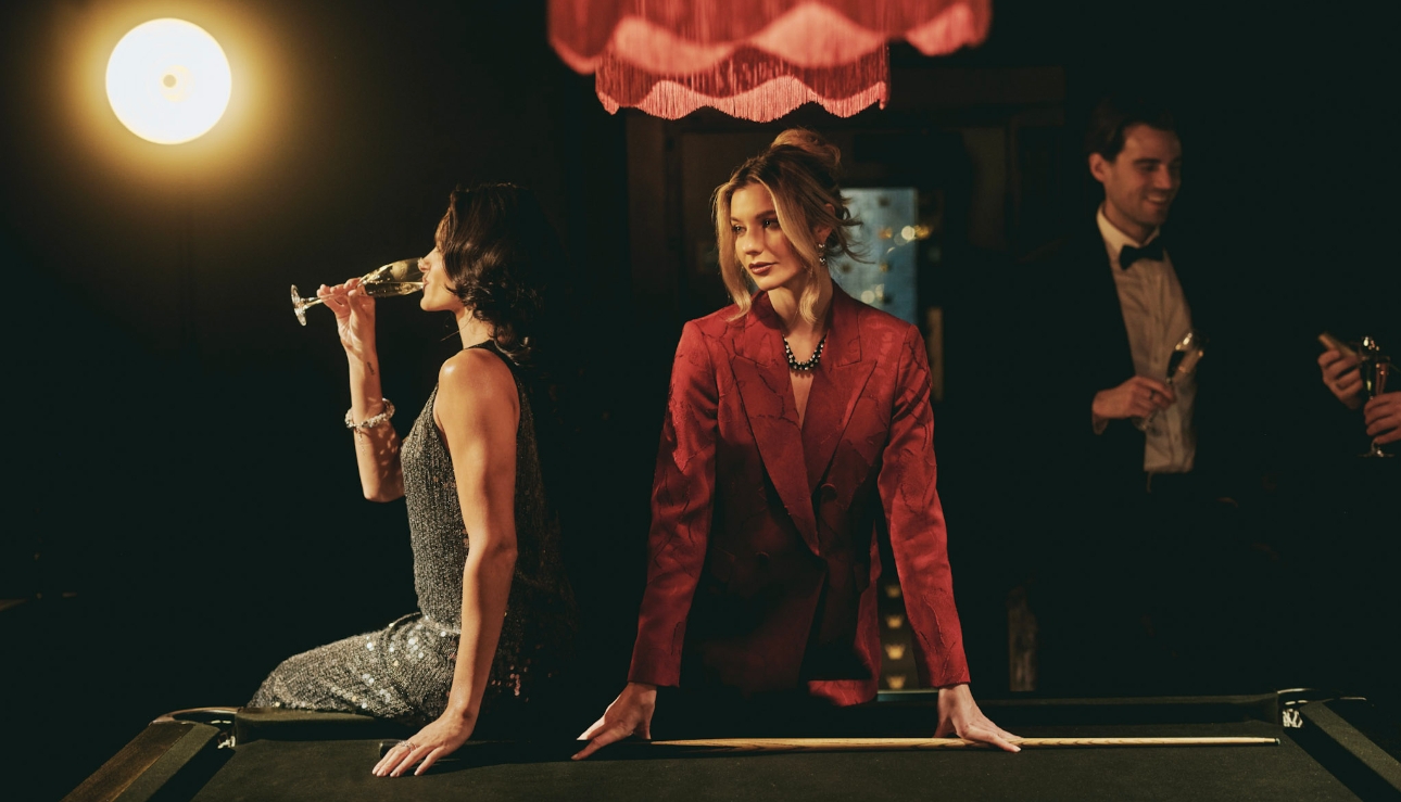 glamorous people around a snooker table at The Rex, Manchester
